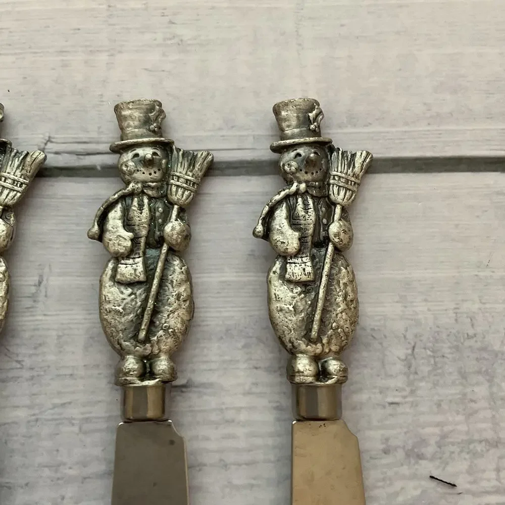 Ganz Snowman Butter Appetizer Cheese‎ Spreader Knife Set Of 4 Christmas Winter